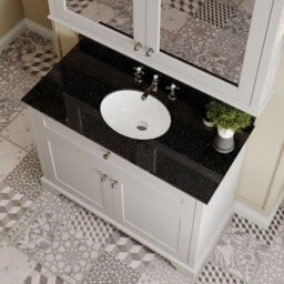 Hudson Reed Floor Standing 2 Door Traditional Vanity Unit With 3 Tap Hole Black Marble Top & Basin, Timeless Sand, 1020 X 470 mm - thumbnail 3