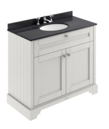 Hudson Reed Floor Standing 2 Door Traditional Vanity Unit With 3 Tap Hole Black Marble Top & Basin, Timeless Sand, 1020 X 470 mm - thumbnail 1