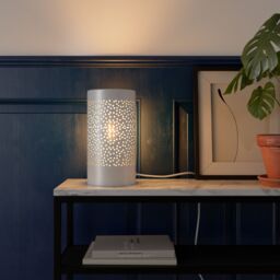 GoodHome Bozrah Cylinder Gloss Taupe Table Lamp - thumbnail 2