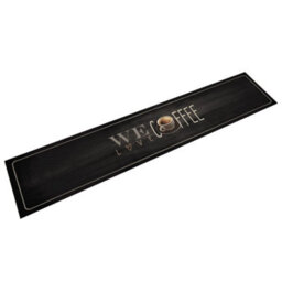Berkfield Kitchen Rug Washable Coffee Text 60X300 Cm Velvet