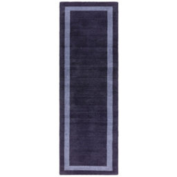 Blue Plain Handmade Bordered 7mm Thick Stain-Resistant Rug For Bedroom, & Dining Room, Wool Area Rug-160Cm X 230Cm - thumbnail 8