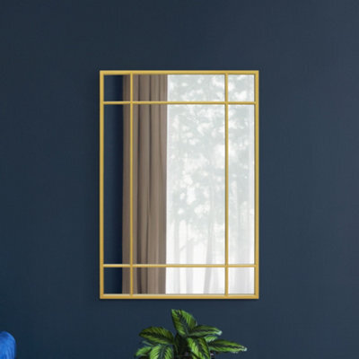 "Mirroroutlet Fenestra - Gold Modern Contemporary Wall Mirror 39"" X 27"" (100Cm X 70Cm)" - image 1