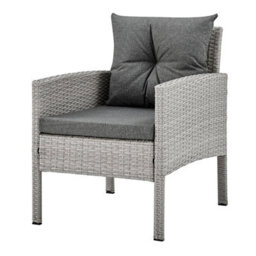 Home Detail Roma Wicker Style Garden Dining Set In Grey Footstools Sofa Chairs Table Black Glass Table Top - thumbnail 4