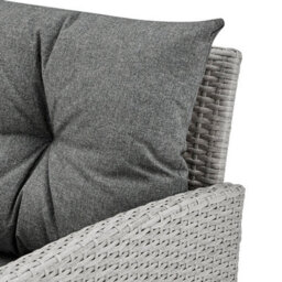 Home Detail Roma Wicker Style Garden Dining Set In Grey Footstools Sofa Chairs Table Black Glass Table Top - thumbnail 7