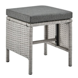 Home Detail Roma Wicker Style Garden Dining Set In Grey Footstools Sofa Chairs Table Black Glass Table Top - thumbnail 5