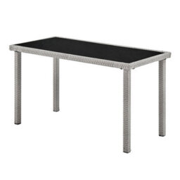 Home Detail Roma Wicker Style Garden Dining Set In Grey Footstools Sofa Chairs Table Black Glass Table Top - thumbnail 6