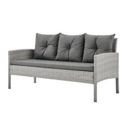 Home Detail Roma Wicker Style Garden Dining Set In Grey Footstools Sofa Chairs Table Black Glass Table Top - thumbnail 3