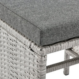 Home Detail Roma Wicker Style Garden Dining Set In Grey Footstools Sofa Chairs Table Black Glass Table Top - thumbnail 8