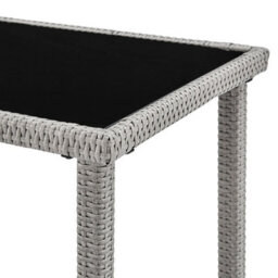 Home Detail Roma Wicker Style Garden Dining Set In Grey Footstools Sofa Chairs Table Black Glass Table Top - thumbnail 9