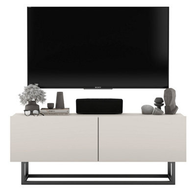 Heze Furniture Enjoy Minimalist Freestanding Tv Unit With Metal Base 120Cm - Cashmere - image 1