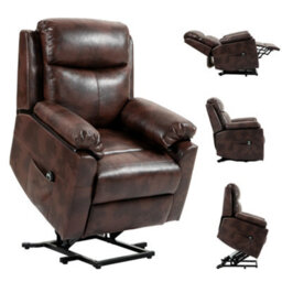 Homcom Power Lift Chair Electric Riser Recliner With Remote Control, Brown - thumbnail 2