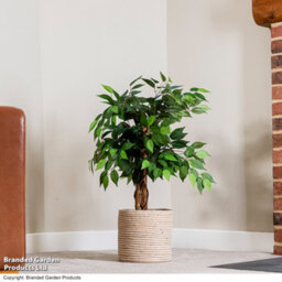 Garden Gear Artificial Ficus Tree 90Cm With Natural Wood Trunk, Silk Leaves, Indoor Outdoor Greenery Home Office Décor - thumbnail 2