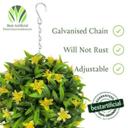 Best Artificial 23Cm Yellow Lily Hanging Basket Flower Topiary Ball - Suitable For Outdoor Use - Weather & Fade Resistant - thumbnail 5