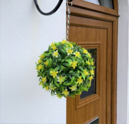 Best Artificial 23Cm Yellow Lily Hanging Basket Flower Topiary Ball - Suitable For Outdoor Use - Weather & Fade Resistant - thumbnail 1