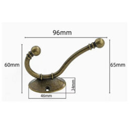 Vintage Wall Hooks, 8 Heavy Duty Metal Double Hooks For Hanging Clothes, Jackets, Bathrobes, Towels, Hats, Keys, Bronze - thumbnail 2