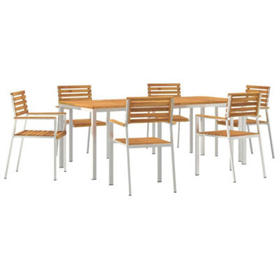 Berkfield Modern Garden Dining Set 7 Pcs Solid Acacia Wood & Stainless Steel