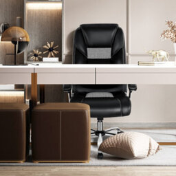 Costway High-Back Executive Chair Pvc Leather Upholstered Home Office Chair Padded Back - thumbnail 4