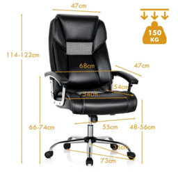 Costway High-Back Executive Chair Pvc Leather Upholstered Home Office Chair Padded Back - thumbnail 2