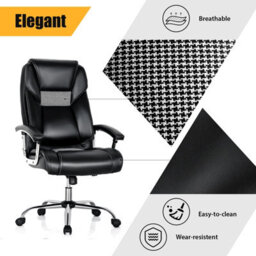 Costway High-Back Executive Chair Pvc Leather Upholstered Home Office Chair Padded Back - thumbnail 8