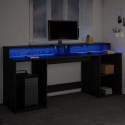 Berkfield Modern Desk Black Oak 200X55X91 Cm Engineered Wood - thumbnail 5