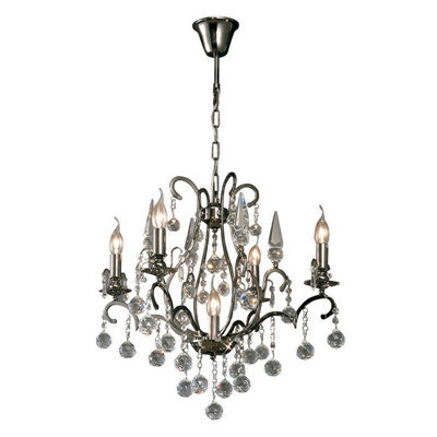 Luminosa Lighting Luminosa Pescara Pendant Round 5 Light E14 Black Chrome/crystal - image 1