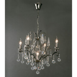 Luminosa Lighting Luminosa Pescara Pendant Round 5 Light E14 Black Chrome/crystal - thumbnail 2