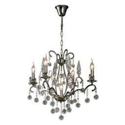 Luminosa Lighting Luminosa Pescara Pendant Round 5 Light E14 Black Chrome/crystal - thumbnail 1