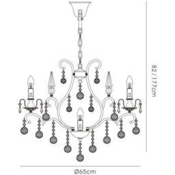 Luminosa Lighting Luminosa Pescara Pendant Round 5 Light E14 Black Chrome/crystal - thumbnail 4