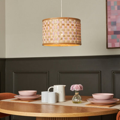 Litecraft Woven Drum Pink And Natural Easy To Fit Shade - image 1