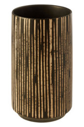 Orsina Large Black & Cream Ceramic Vase For Home Decor, Handcrafted Modern Tall Cylindrical Vase In Black And Cream - thumbnail 3