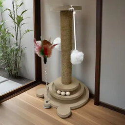 Wooden Cat Play Turntable With Sisal Scratching Post