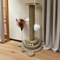 Wooden Cat Play Turntable With Sisal Scratching Post - thumbnail 3