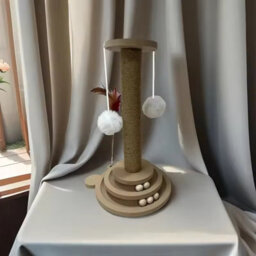 Wooden Cat Play Turntable With Sisal Scratching Post - thumbnail 2