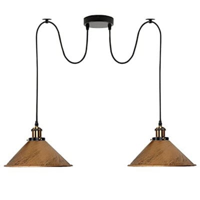 2 Head Spider Light With 2M Adjustable Cables, Vintage 22Cm Metal Brushed Copper Shade Pendant Lamp Fixture For  Indoor Lighting - image 1