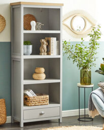 Beliani 4 Tier Bookcase Clio 180 Cm Light Grey - thumbnail 2