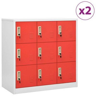Berkfield Locker Cabinets 2 Pcs Light Grey And Red 90X45X92.5 Cm Steel - image 1