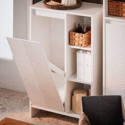Sobuy Bzr156-W, Laundry Cabinet Laundry Chest Bathroom Storage Cabinet With Laundry Basket,white,w30Xd50Xh86 - thumbnail 8