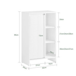 Sobuy Bzr156-W, Laundry Cabinet Laundry Chest Bathroom Storage Cabinet With Laundry Basket,white,w30Xd50Xh86 - thumbnail 3