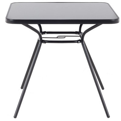 Wyld And Coco Powder-Coated Black Steel Outdoor Dining Table 80 X 80 Cm - Tempered Glass Top - image 1