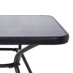Wyld And Coco Powder-Coated Black Steel Outdoor Dining Table 80 X 80 Cm - Tempered Glass Top - thumbnail 5