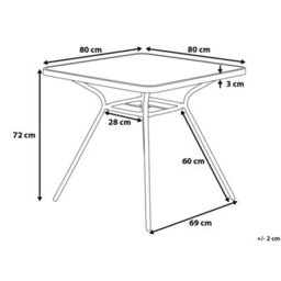 Wyld And Coco Powder-Coated Black Steel Outdoor Dining Table 80 X 80 Cm - Tempered Glass Top - thumbnail 4