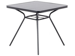 Wyld And Coco Powder-Coated Black Steel Outdoor Dining Table 80 X 80 Cm - Tempered Glass Top - thumbnail 3