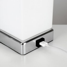 Valuelights Lazio Chrome & White Frosted Glass Bedside Touch Table Lamp With Usb Charging Port And 5W Led Candle Bulb - thumbnail 5