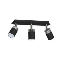 Milagro Joker Hand Made Ceiling Lamp In Matt Black With Striking Chrome Detail Featuring 3 Minmalistic Slender Cylinder Shades - thumbnail 6