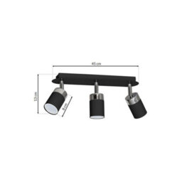 Milagro Joker Hand Made Ceiling Lamp In Matt Black With Striking Chrome Detail Featuring 3 Minmalistic Slender Cylinder Shades - thumbnail 7