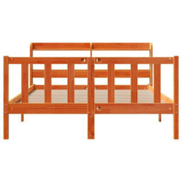 Berkfield Bed Frame With Headboard Without Mattress Wax Brown 135X190 Cm Double - thumbnail 4