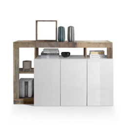 FurniComp LTD Furnicomp Lorenzo 3 Door White Gloss And Pero Oak Sideboard - thumbnail 2
