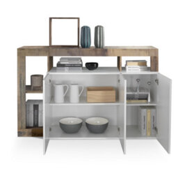 FurniComp LTD Furnicomp Lorenzo 3 Door White Gloss And Pero Oak Sideboard - thumbnail 3