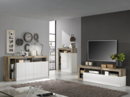 FurniComp LTD Furnicomp Lorenzo 3 Door White Gloss And Pero Oak Sideboard - thumbnail 8