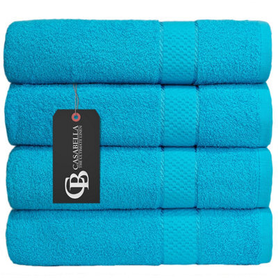 Casabella Towels Luxury 4 Pack Bath Sheets 100% Cotton Super Soft Quick Dry Highly Absorbent Bathroom Towels Teal - image 1